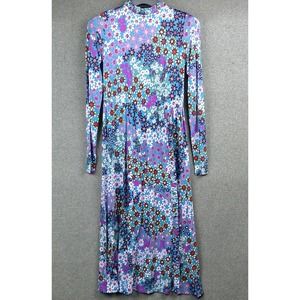 Kate Spade Pacific Petals Dress Midi Length High Neck Long Sleeve Size XS NEW